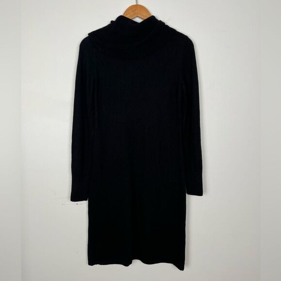 Chicos Black Wool Blend Minimalist Casual Academia Long Sleeve Turtleneck Dress - Picture 7 of 11
